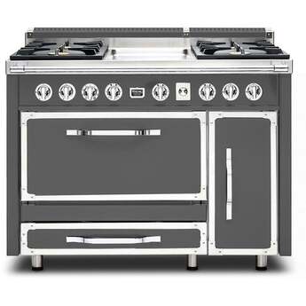 Viking TVDR4814GDG Tuscany Series 48 Inch Damascus Grey Dual Fuel Convection Double Oven Freestanding Range