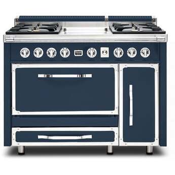Viking TVDR4814GSB Tuscany Series 48 Inch Slate Blue Dual Fuel Convection Double Oven Freestanding Range