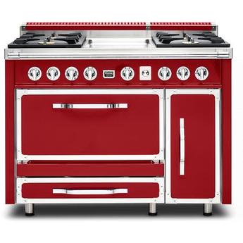 Viking TVDR4814GSM Tuscany Series 48 Inch San Marzano Red Dual Fuel Convection Double Oven Freestanding Range