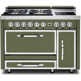 Viking TVDR4814ICY 48 Inch Induction Dual Fuel Convection Double Oven Freestanding Range