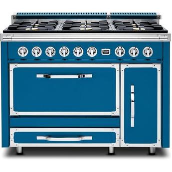 Viking TVDR4816BAB Tuscany Series 48 Inch Alluvial Blue Induction Dual Fuel Convection Double Oven Freestanding Range