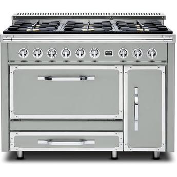 Viking TVDR4816BAG Tuscany Series 48 Inch Arctic Grey Induction Dual Fuel Convection Double Oven Freestanding Range