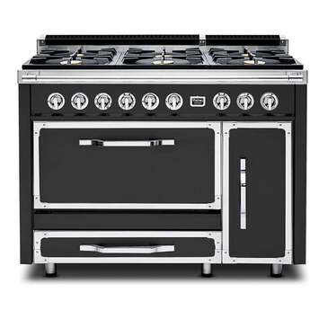 Viking TVDR4816BCS Tuscany Series 48 Inch Cast Black Induction Dual Fuel Convection Double Oven Freestanding Range