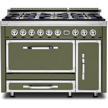 Viking TVDR4816BCY Tuscany Series 48 Inch Cypress Green Induction Dual Fuel Convection Double Oven Freestanding Range
