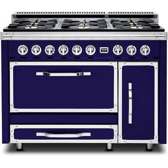 Viking TVDR4816BDB Tuscany Series 48 Inch Dark Blue Induction Dual Fuel Convection Double Oven Freestanding Range