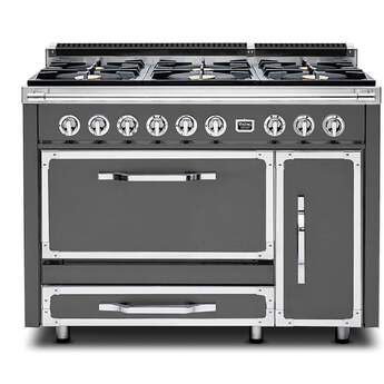 Viking TVDR4816BDG Tuscany Series 48 Inch Damascus Grey Induction Dual Fuel Convection Double Oven Freestanding Range