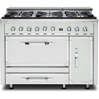 Viking TVDR4816BFW Tuscany Series 48 Inch Frost White Induction Dual Fuel Convection Double Oven Freestanding Range
