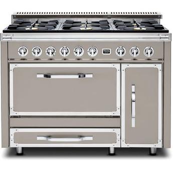 Viking TVDR4816BPG Tuscany Series 48 Inch Pacific Grey Induction Dual Fuel Convection Double Oven Freestanding Range