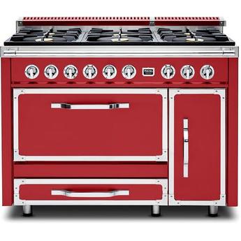 Viking TVDR4816BSM Tuscany Series 48 Inch San Marzano Red Induction Dual Fuel Convection Double Oven Freestanding Range