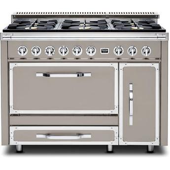 Viking TVDR4816BVC Tuscany Series 48 Inch Vanilla Cream Induction Dual Fuel Convection Double Oven Freestanding Range
