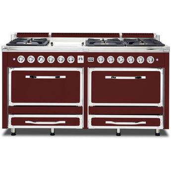 Viking TVDR6616GKA Tuscany Series 66 Inch Kalamata Red Induction Dual Fuel Convection Double Oven Freestanding Range