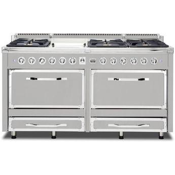 Viking TVDR6616GPG Tuscany Series 66 Inch Pacific Grey Induction Dual Fuel Convection Double Oven Freestanding Range