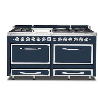 Viking TVDR6616GSB Tuscany Series 66 Inch Slate Blue Induction Dual Fuel Convection Double Oven Freestanding Range — thumbnail 10