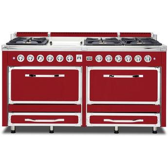 Viking TVDR6616GSM Tuscany Series 66 Inch San Marzano Red Induction Dual Fuel Convection Double Oven Freestanding Range