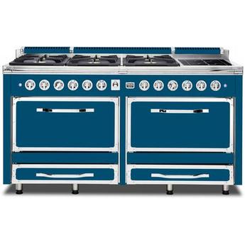 Viking TVDR6616IAB Tuscany Series 66 Inch Alluvial Blue Induction Dual Fuel Convection Double Oven Freestanding Range