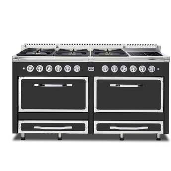 Viking TVDR6616ICS Tuscany Series 66 Inch Cast Black Induction Dual Fuel Convection Double Oven Freestanding Range