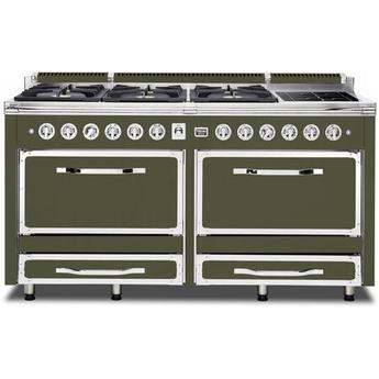 Viking TVDR6616ICY Tuscany Series 66 Inch Cypress Green Induction Dual Fuel Convection Double Oven Freestanding Range