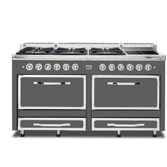 Viking TVDR6616IDG Tuscany Series 66 Inch Damascus Grey Induction Dual Fuel Convection Double Oven Freestanding Range