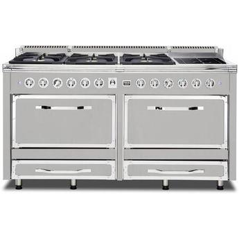 Viking TVDR6616IFW Tuscany Series 66 Inch Frost White Induction Dual Fuel Convection Double Oven Freestanding Range