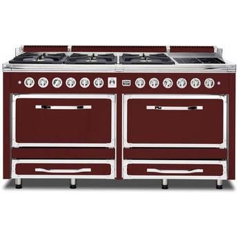 Viking TVDR6616IKA Tuscany Series 66 Inch Kalamata Red Induction Dual Fuel Convection Double Oven Freestanding Range