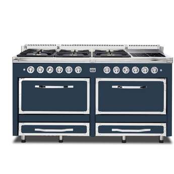 Viking TVDR6616ISB Tuscany Series 66 Inch Slate Blue Induction Dual Fuel Convection Double Oven Freestanding Range