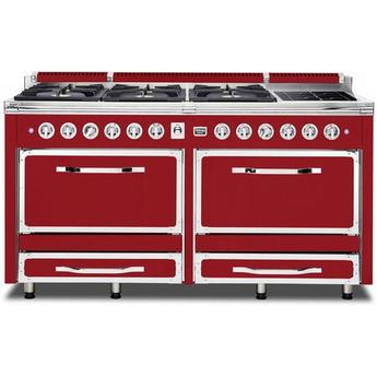 Viking TVDR6616ISM Tuscany Series 66 Inch San Marzano Red Induction Dual Fuel Convection Double Oven Freestanding Range