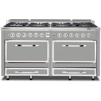 Viking TVDR6618BAG Tuscany Series 66 Inch Arctic Grey Induction Dual Fuel Convection Double Oven Freestanding Range