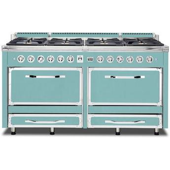 Viking TVDR6618BBW Tuscany Series 66 Inch Bywater Blue Induction Dual Fuel Convection Double Oven Freestanding Range