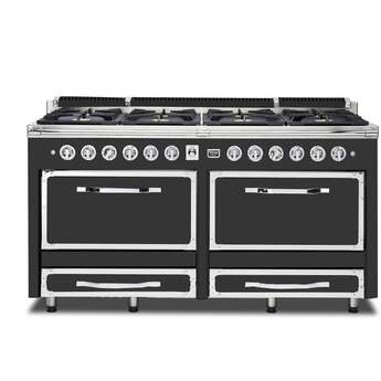 Viking TVDR6618BCS Tuscany Series 66 Inch Cast Black Induction Dual Fuel Convection Double Oven Freestanding Range