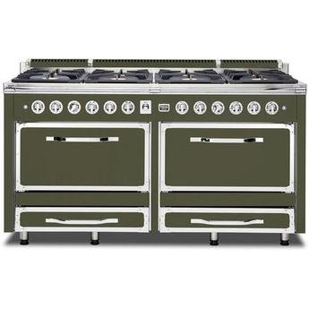 Viking TVDR6618BCY Tuscany Series 66 Inch Cypress Green Induction Dual Fuel Convection Double Oven Freestanding Range