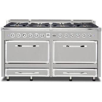 Viking TVDR6618BFW Tuscany Series 66 Inch Frost White Induction Dual Fuel Convection Double Oven Freestanding Range