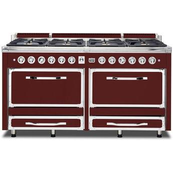 Viking TVDR6618BKA Tuscany Series 66 Inch Kalamata Red Induction Dual Fuel Convection Double Oven Freestanding Range