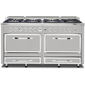 Viking TVDR6618BPG Tuscany Series 66 Inch Pacific Grey Induction Dual Fuel Convection Double Oven Freestanding Range