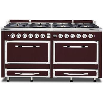 Viking TVDR6618BRE Tuscany Series 66 Inch Reduction Red Induction Dual Fuel Convection Double Oven Freestanding Range