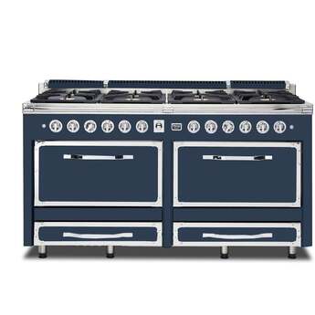 Viking TVDR6618BSB Tuscany Series 66 Inch Slate Blue Induction Dual Fuel Convection Double Oven Freestanding Range