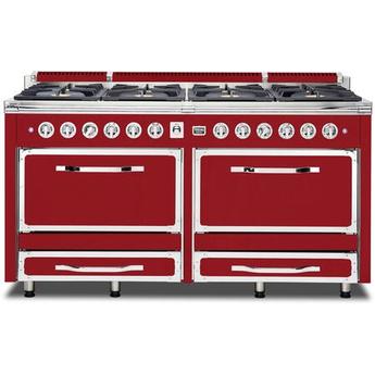 Viking TVDR6618BSM Tuscany Series 66 Inch San Marzano Red Induction Dual Fuel Convection Double Oven Freestanding Range