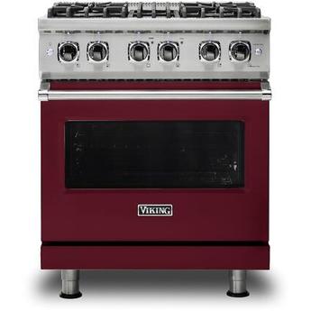 Viking VDR5304BBULP Professional 5 Series 30 Inch Burgundy Dual Fuel Convection Freestanding Range