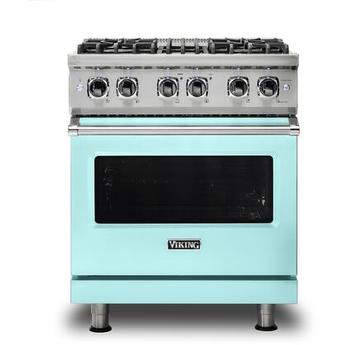 Viking VDR5304BBWLP  5 Series 30 Inch Bywater Blue Dual Fuel Convection Freestanding Range