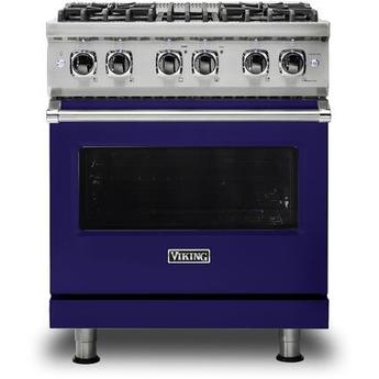 Viking VDR5304BCBLP Professional 5 Series 30 Inch Cobalt Blue Dual Fuel Convection Freestanding Range