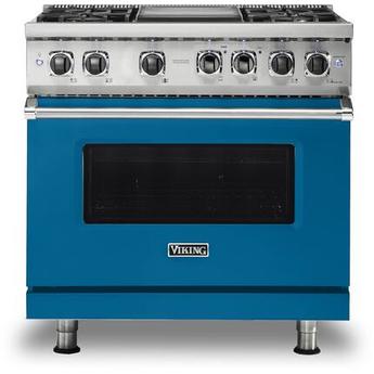 Viking VDR5364GAB  5 Series 36 Inch Alluvial Blue Dual Fuel Convection Freestanding Range