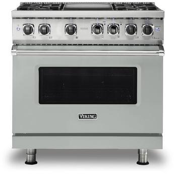 Viking VDR5364GAG 5 Series 36 Inch Arctic Grey Dual Fuel Convection Freestanding Range
