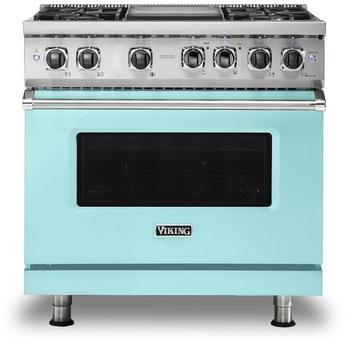 Viking VDR5364GBW  5 Series 36 Inch Bywater Blue Dual Fuel Convection Freestanding Range
