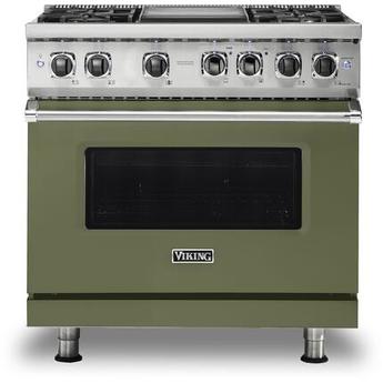 Viking VDR5364GCYLP  5 Series 36 Inch Cypress Green Dual Fuel Convection Freestanding Range