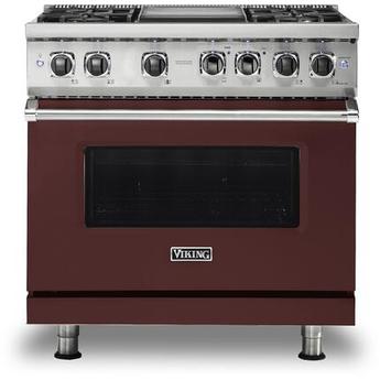 Viking VDR5364GKALP  5 Series 36 Inch Kalamata Red Dual Fuel Convection Freestanding Range