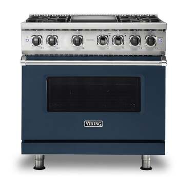 Viking VDR5364GSB 5 Series 36 Inch Slate Blue Dual Fuel Convection Freestanding Range