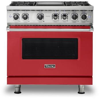 Viking VDR5364GSMLP  5 Series 36 Inch San Marzano Red Dual Fuel Convection Freestanding Range