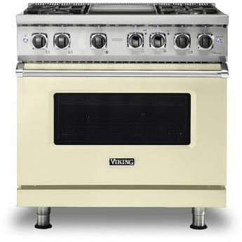 Viking VDR5364GVC  5 Series 36 Inch Vanilla Cream Dual Fuel Convection Freestanding Range