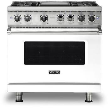 Viking VDR5364GWHLP Professional 5 Series 36 Inch White Dual Fuel Convection Freestanding Range