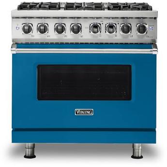 Viking VDR5366BABLP  5 Series 36 Inch Alluvial Blue Dual Fuel Convection Freestanding Range