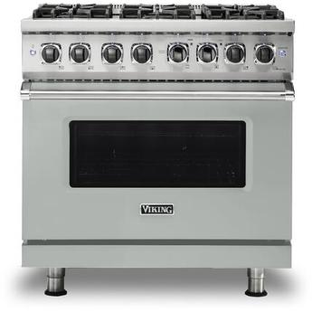 Viking VDR5366BAGLP  5 Series 36 Inch Arctic Grey Dual Fuel Convection Freestanding Range